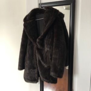 Beautiful rich dark brown faux fur coat